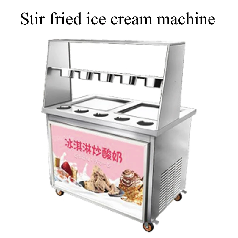 

Double-Pan Fry Ice Cream Maker Commercial Yogurt Frying Machine Fried Ice Cream Roll Machine Pot Stir-Fried Milk Roll Machine