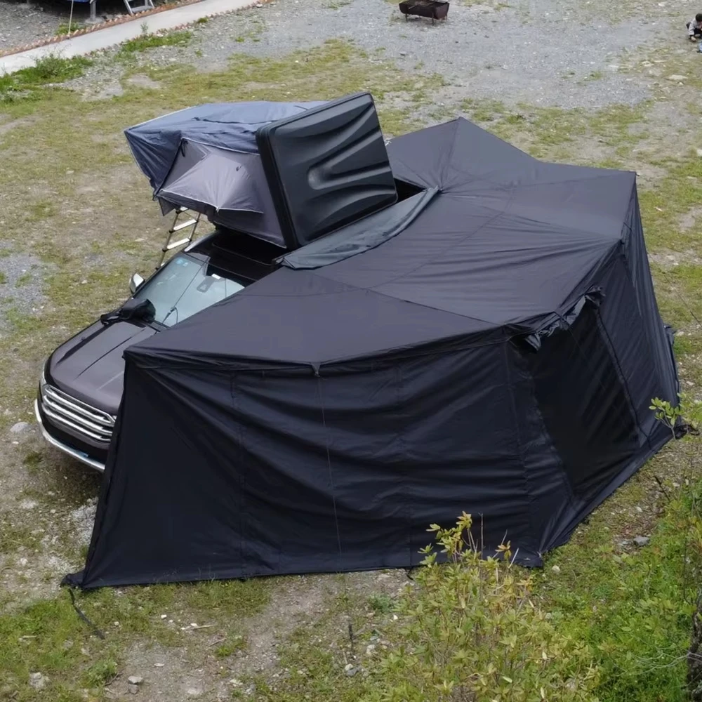 360° SUV Canopy Waterproof Oxford Fabric Car Rooftop Tent Fan-Shaped Quick-Opening Design Awnings for Outdoor Camping