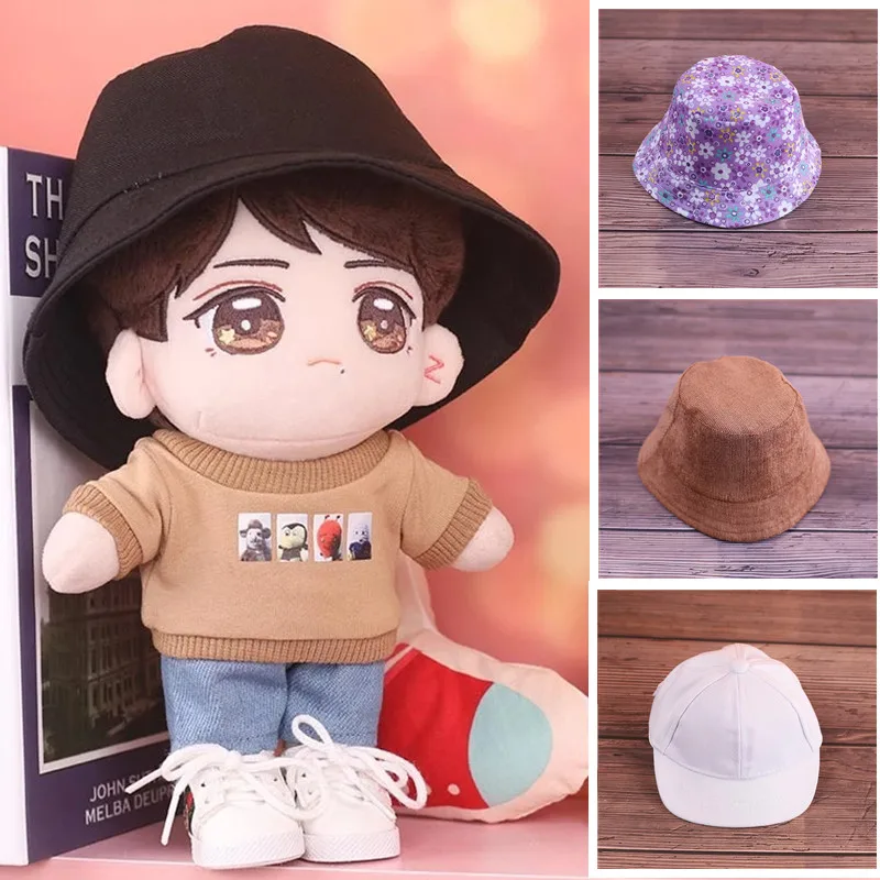 

4 Different styles 20cm Star doll Fisherman Hat DIY 20cm Cotton Doll Sun Hat TrendyPoached Egg Baseball Cap