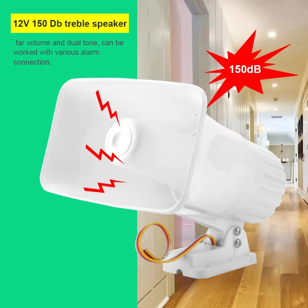 150 dB DC 12V Dual Tone Wired Horn Siren Burglar Alarm System Warning Althorn for Home Security