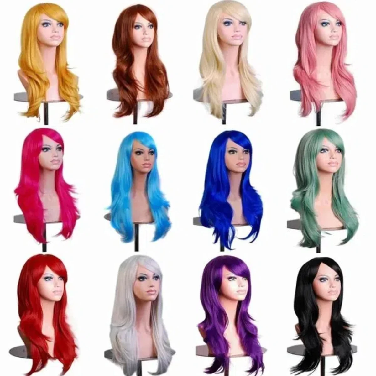 

Long Wavy Hair Heat Resistant Synthetic Cosplay Wig for Women Yellow Pink Cosplay Red Dark blonde Hair Anime Christmas