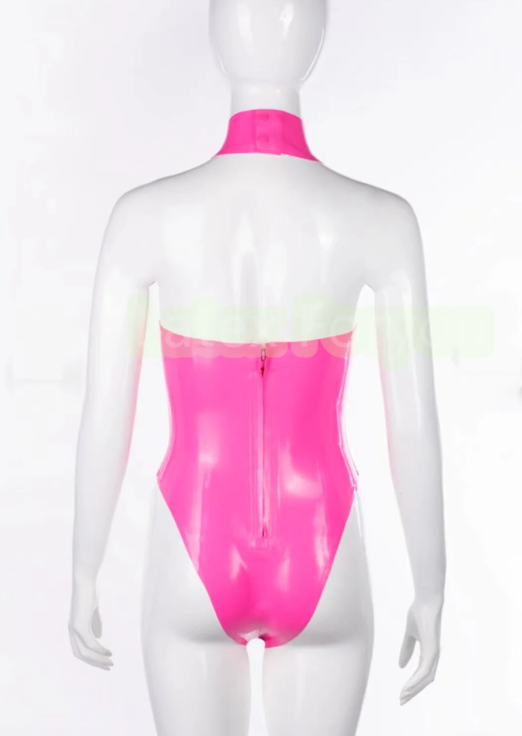 Handmade 100% Natural Pink Latex Swimsuit Sexy Leotard Rubber Gummi High Cut  Open Front Bodysuits Club Catsuits Customized