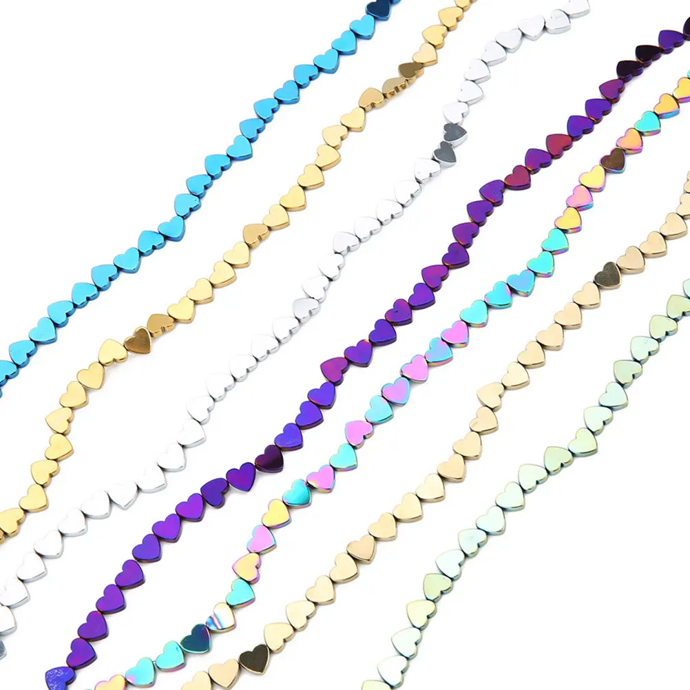 

50 pcs Colored Stone Beads Hollow Heart Jewelry Making DIY Craft Smooth Surface Mini Hole Creative Accessories Bracelet Necklace