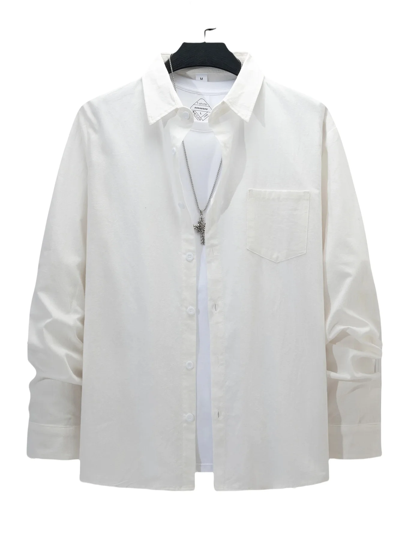 

Men's 2025 Business Casual Long-Sleeved Shirt High-End Cotton Linen Lapel Pocket Fashionable Loose Fit All-Cotton Shirt