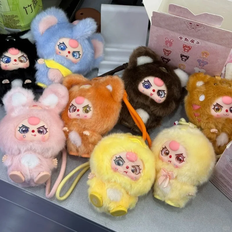 طفل ثلاثة صغيرة عناق سلسلة صندوق أعمى ظهره قلادة لينة ومريحة لطيف دمية لعبة حلية صندوق غامض مفاجأة متعة الهدايا