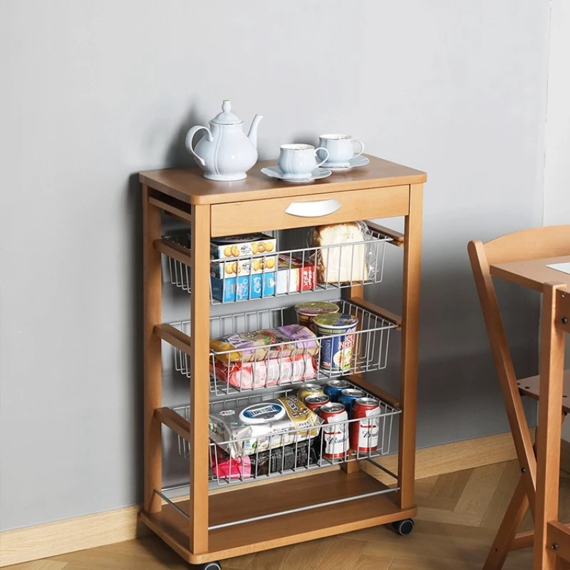 

Italy imported retro style fruit and vegetable storage cart kitchen fruit and vegetable basket multi-layer storage rack cherry