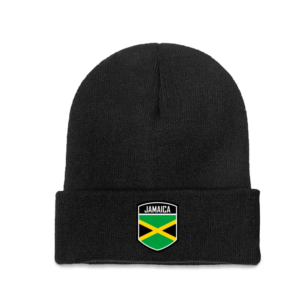 

2025 Jamaica Flag Top Print Men Women Unisex Knitted Hat Winter Autumn Beanie Cap Warm Bonnet