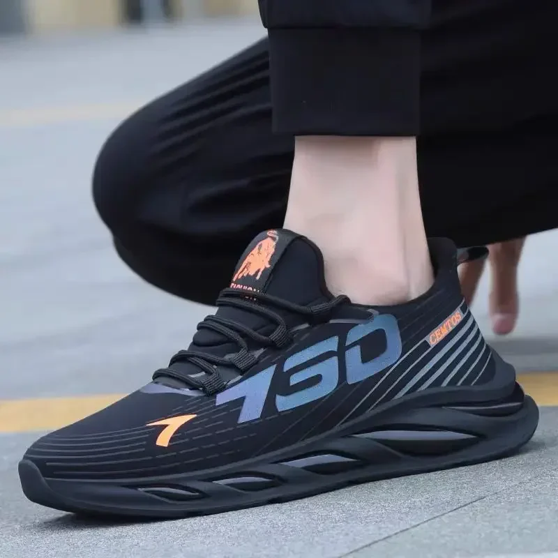 New men's sports and leisure shoes, men's summer trend, new round toe black men's sports shoes