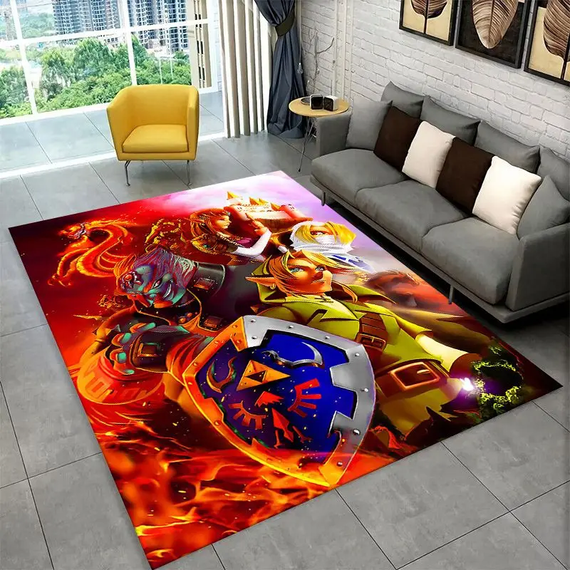 Classic Z-Zelda Cartoon Games Non-Slip Area Rug for Living Room,Bedroom,Playroom,Soft Carpet Floor Mat Home Decor Rug Kids Room