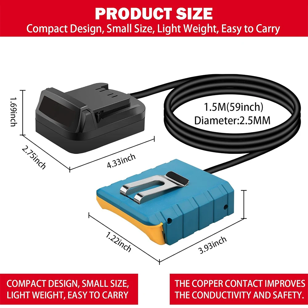 Akku-Verlängerungskabel-Werkzeug, geeignet für Makita, Bosch, Milwaukee, für DeWalt, EU-Stecker, 18 V Lithium-Akkus und Werkzeuge