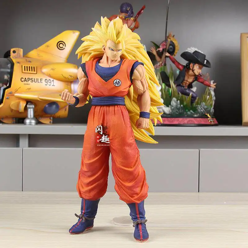 30cm Anime Figure Dragon Ball Super Saiyan 3 Goku Figure Super Saiyan Standing Statue Model Ornament Collectible Gift Free Ship view 2