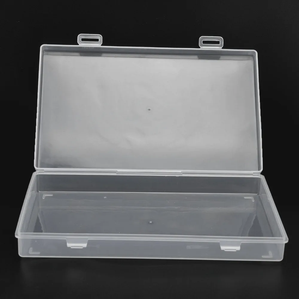 4pcs Transparent Transparent Plastic Box PP Durable Storage Container Stackable Flap Lid Clear Plastic Storage Office Supplies