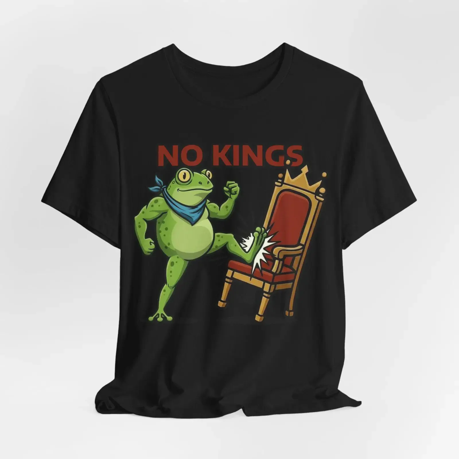 No Kings Frog Protester T Shirt vintage Washed homme Soft Unisex Casual Versatile Top For Everyday Wear streetwear