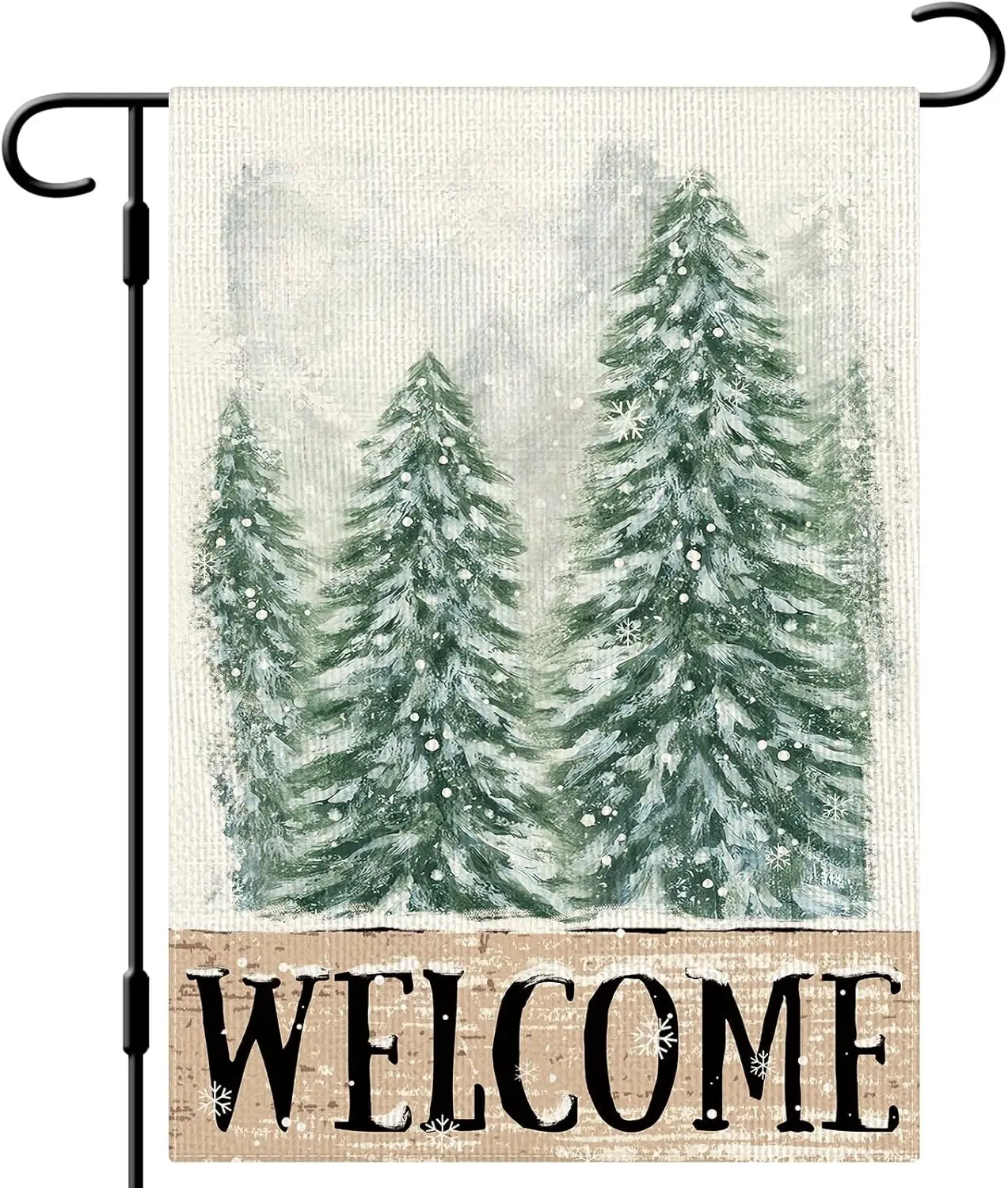 DLZDN Winter Welcome Pine Tree Garden Flag 12×18 Inch Double Sided Vertical Rustic Farmhouse Yard Flag Christmas Winter Outdoor