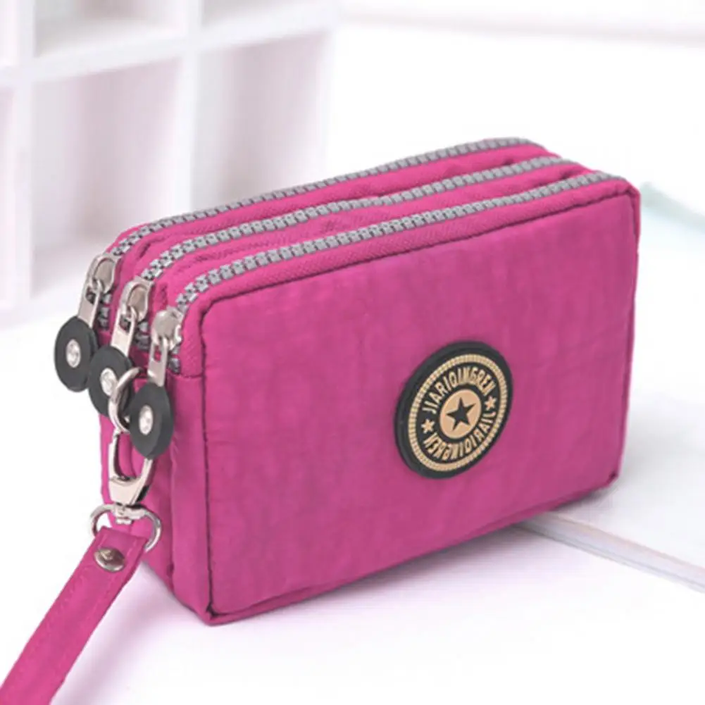 Women Wallet Three Lanyard Zipper Closure Women Coin Purse Multi Slots Card Hold Long Purses Handbags Ladies Portable Wallet