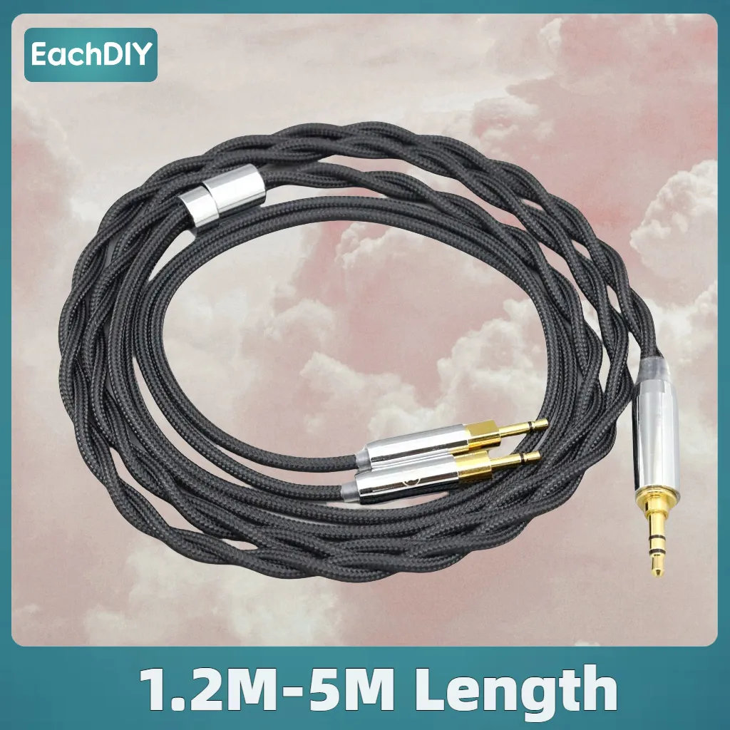 

Nylon Graphene Gold Shield earphone Cable For Sennheiser HD700 Headphone 2.5mm pin 2 core Braided 99% Pure Silver Palladium 8295