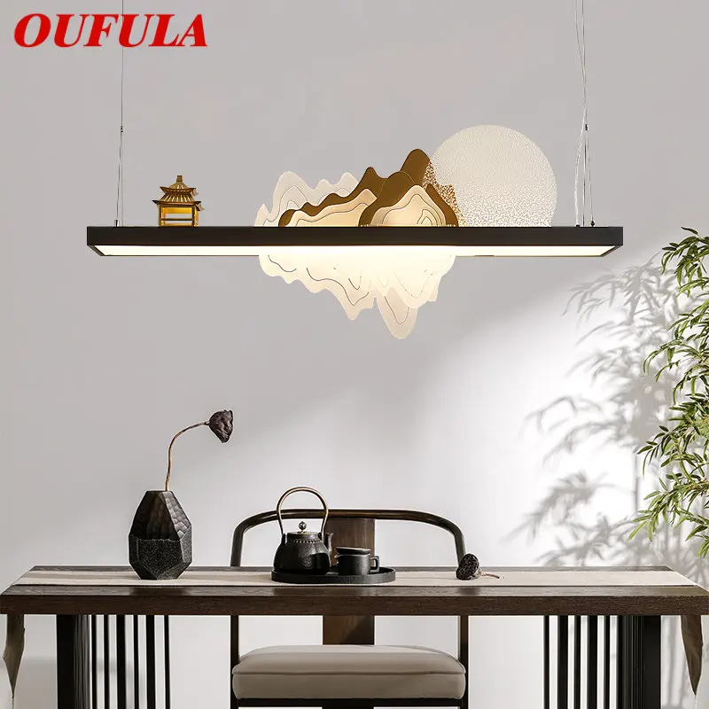 

OUFULA подвесная Светодиодный лампа в китайском стиле, креативный дизайн дзен, Ландшафтная Потолочная люстра для дома, чайного дома, столовой, Декор