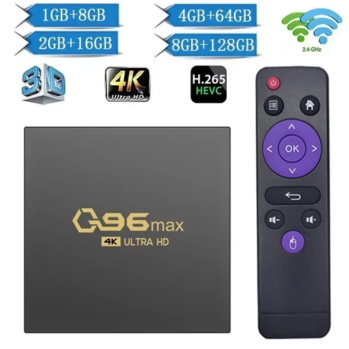 Q96 MAX tv box Android 14 Allwinner H313 Quad Core HD Set Top Box reproductor multimedia H. 265 8GB WiFi 4K Home Theaters Iptv TV box