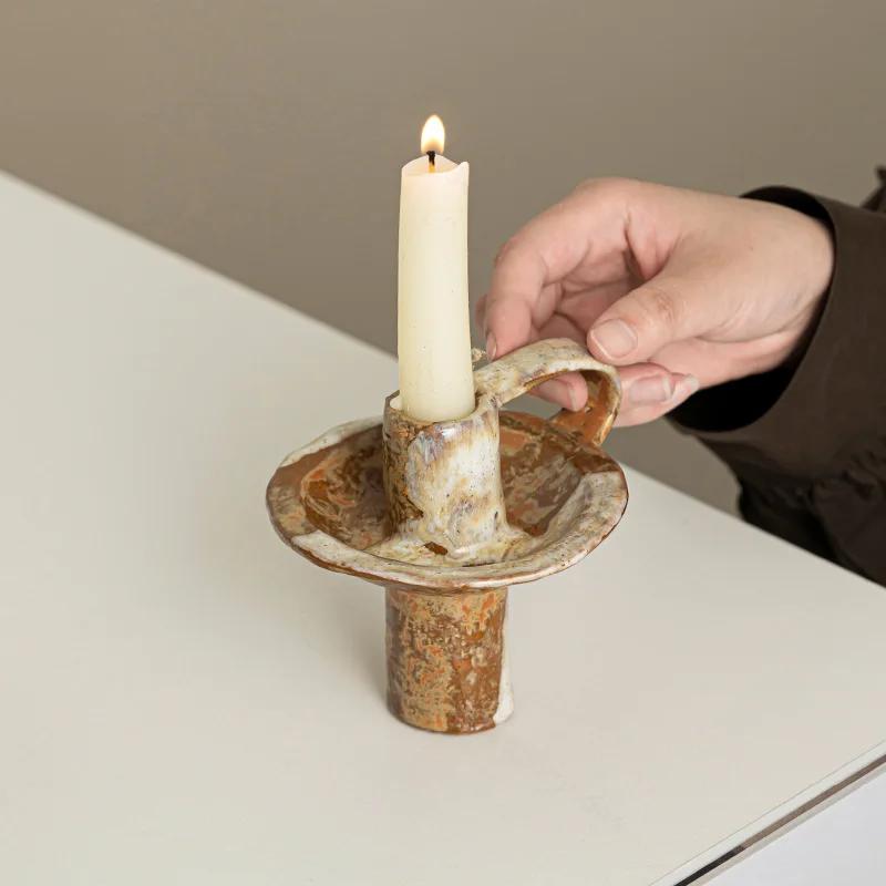 Vintage Kiln Glaze Ceramic Candle Holder Handmade Aroma Decor Ornament Household Fragrance Home Decor for Room Holiday Gift