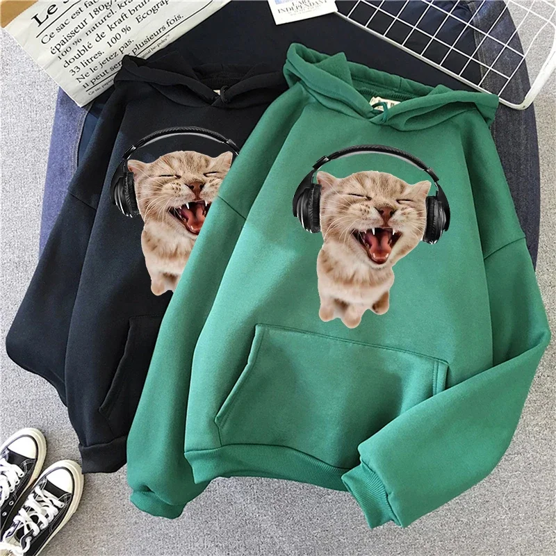 

Funny Orange Music Cat Y2k Hoodies Streetwear Women Men Ullzang Graphic Pullovers Harajuku Cartoon Sweatshirt Cute Vintage Hoody