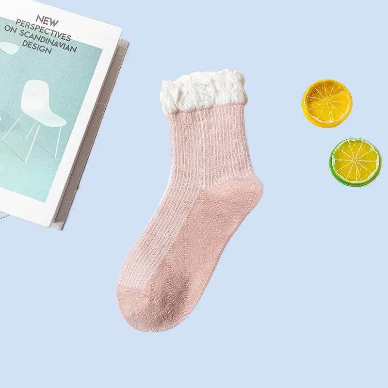 Calcetines de algodón para primavera y otoño, medias de tubo medio, transpirables, absorbentes del sudor, 5/10 pares