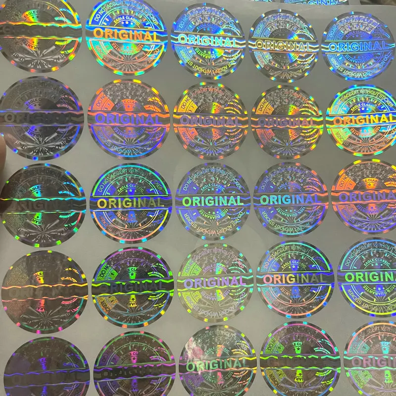 30X30mm Silver Original Authentic Sticker Tamper-proof Security Seal Holographic Sticker Laser Anti-counterfeiting Sticker