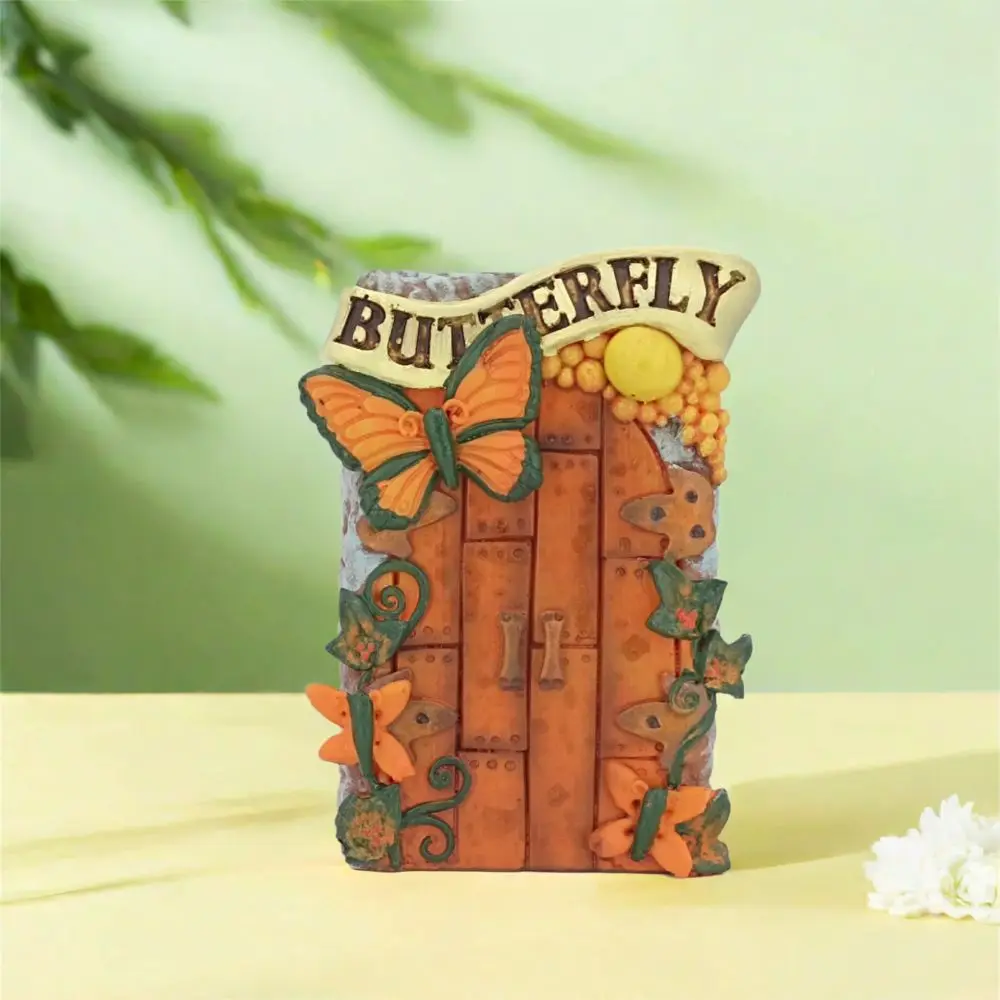 

Yard Art Cute Elf Fairy Door Figurine Funny Handmade Miniature Garden Door Resin Crafts Garden Fairy Gate Christmas Decoration