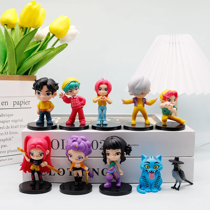 10PCS New Product: K-pop Demon Hunters Rumi Mira Zoey Kawaii Anime Q-version Blind Box Figurine Model Girl Gift