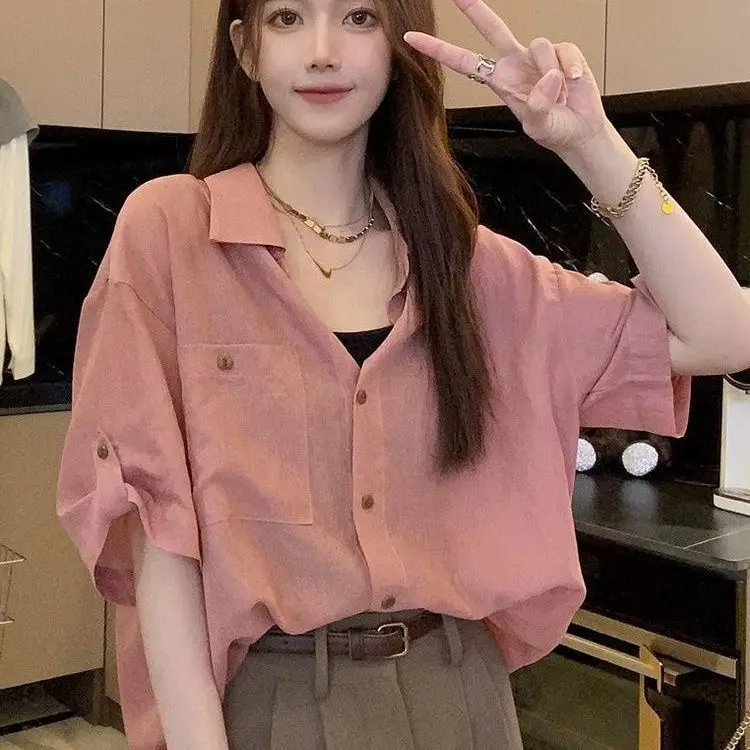 

Short Sleeve Shirts Womens Chiffon Patchwork Pintuck Cropped Shirt Party French Artistic Feminine Student Youthful Modern