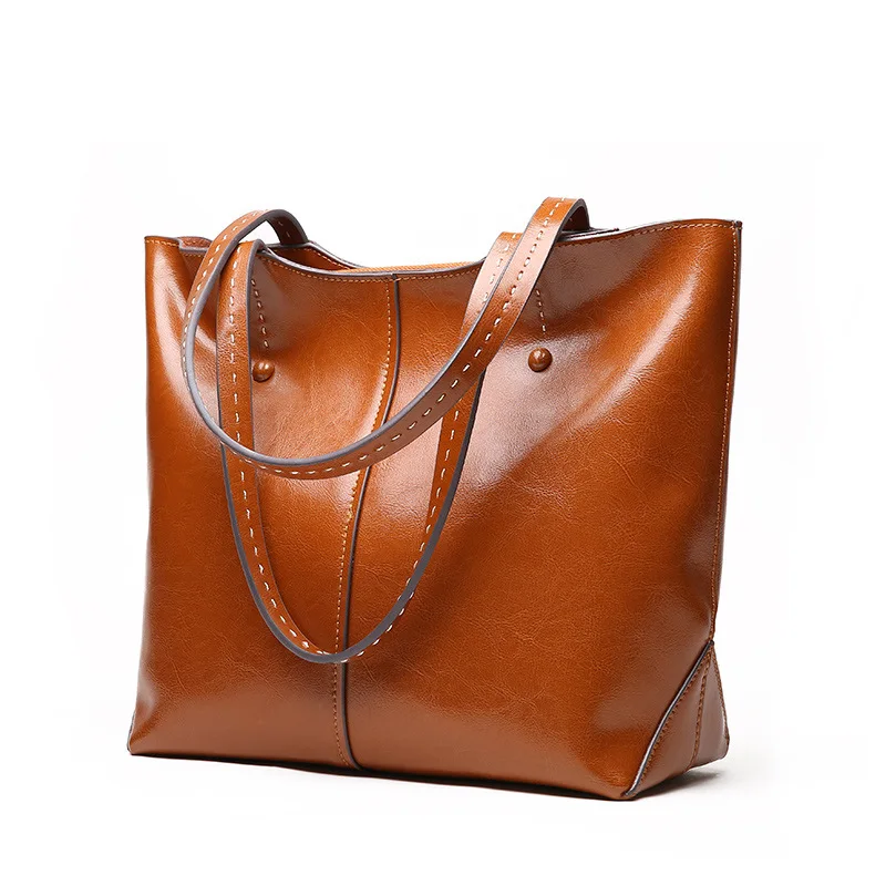 Bolsos De cuero auténtico para mujer, bolsos de lujo versátiles, de gran capacidad, 40x14x30