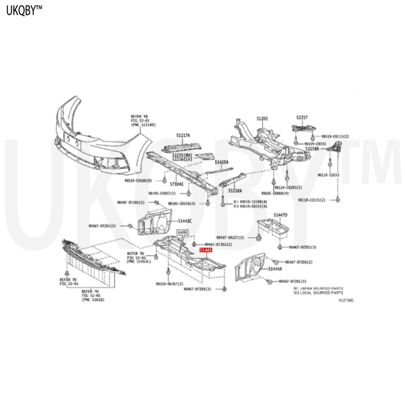 Undercover of engine No.1, front mudguard of engine bottom 5144102470 514410F030 5144102300 5144102520 5144112270