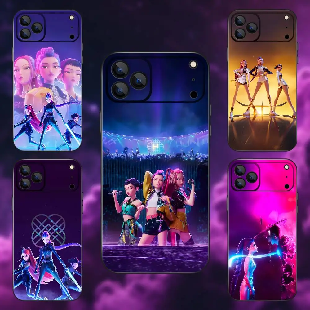 

KPop D-Demon H-Hunters Phone Case For iPhone 17,16,15,14,13,12,Pro,Max,Plus,E,SE4,Air,Mini Black Soft Box