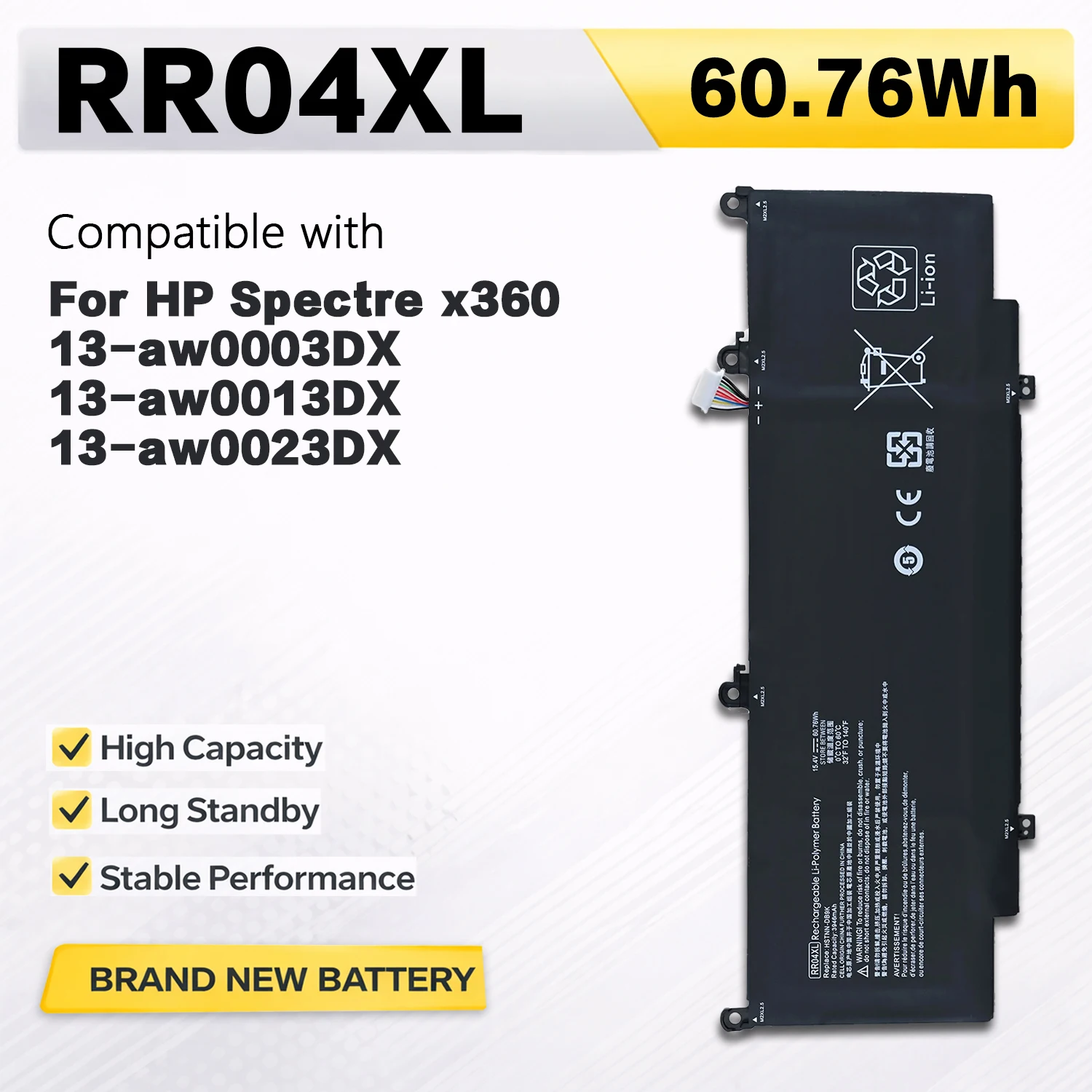 PowerHub RR04XL Laptop Battery 60.76Wh 15.4V For HP Spectre x360 13-aw RR04060XL HSTNN-DB9K