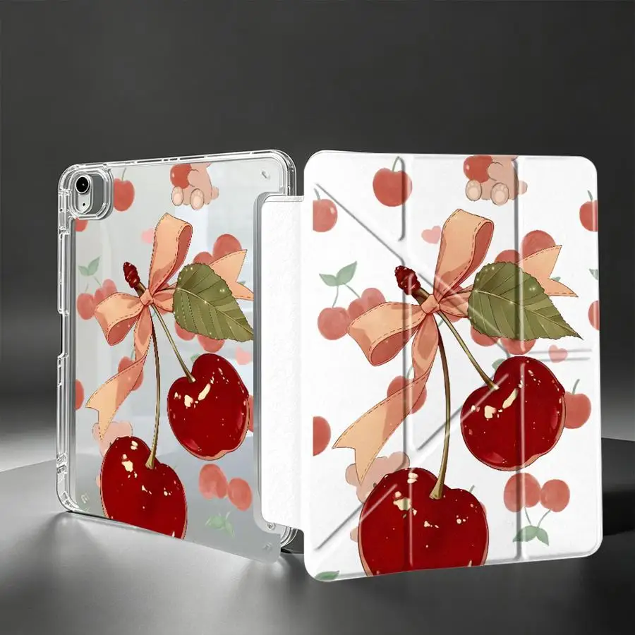 Tablet Case For Samsung Galaxy Tab A9 Plus A11 S10 Lite A8 S8 S7 FE S9 Plus With Pen Slot Cover Beautiful Cherry