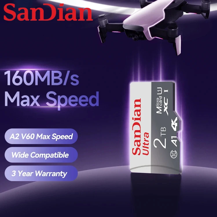 2TB SD Memory Card V30 128GB Micro TF/SD Card Class 10 High Speed Flash Memory Card 512GB 256GB SD Card For Camera Phone
