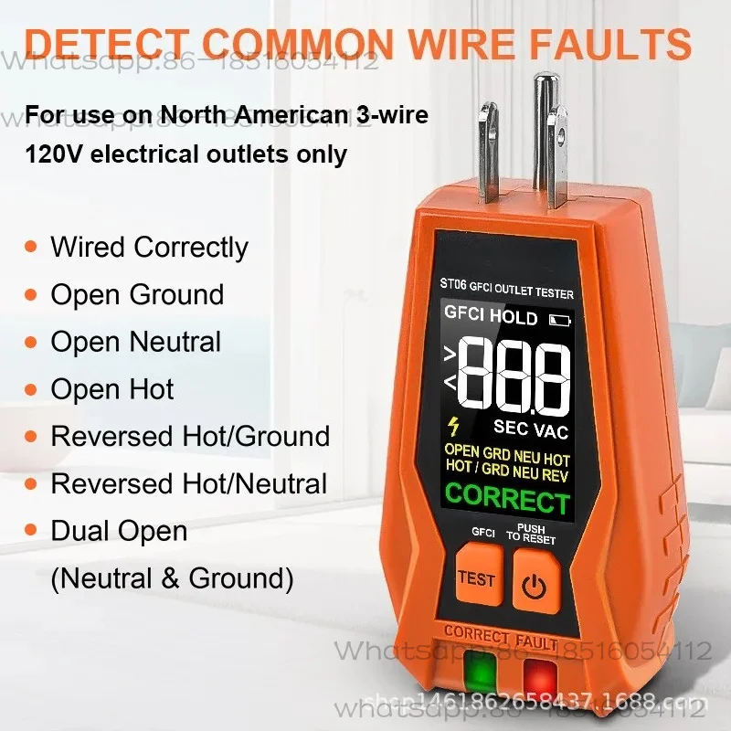 Socket Tester  Phase Polarity Detection for Home Repair Professional Electrical Work with Leakage Switch Alert System
