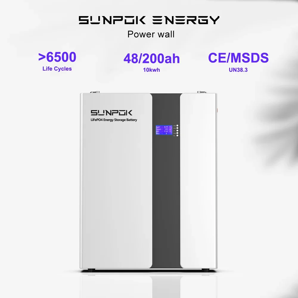 

Sunpok 48V 51.2V Hybrid Off Grid Battery 10KWH Lithium Lifepo4 Lithium Battery Wooden for Home 48V 200ah Box 100ah Lithium Ion