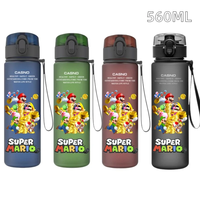 560ML Super Mario Water Cup Children Portable Plastic Cartoon Luigi Outdoor Large Capacity Sports Water Bottle Holiday Gifts