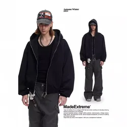 MADE EXTREME Zip Up Hoodie Men Harajuku Streetwear Cotton Sweatshirts