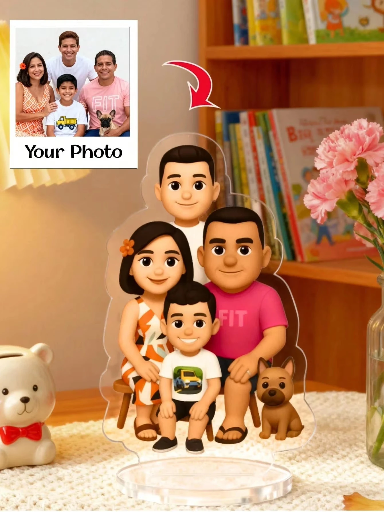 Personalized Irregular Acrylic Figure Stand Custom Your Own Image Q Version Cartoon Table Decor Couple Wedding Gift
