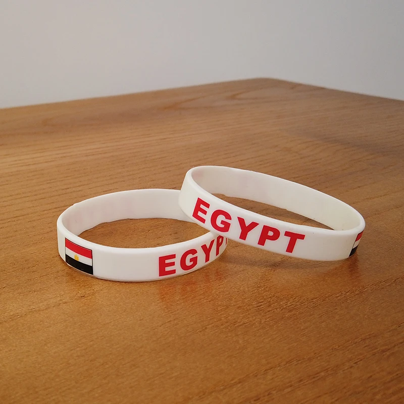 2pcs Egypt National Flag Wristbands Sports Silicone Bracelet Men Women Rubber Band Patriotic Commemorative Fashion Accessory