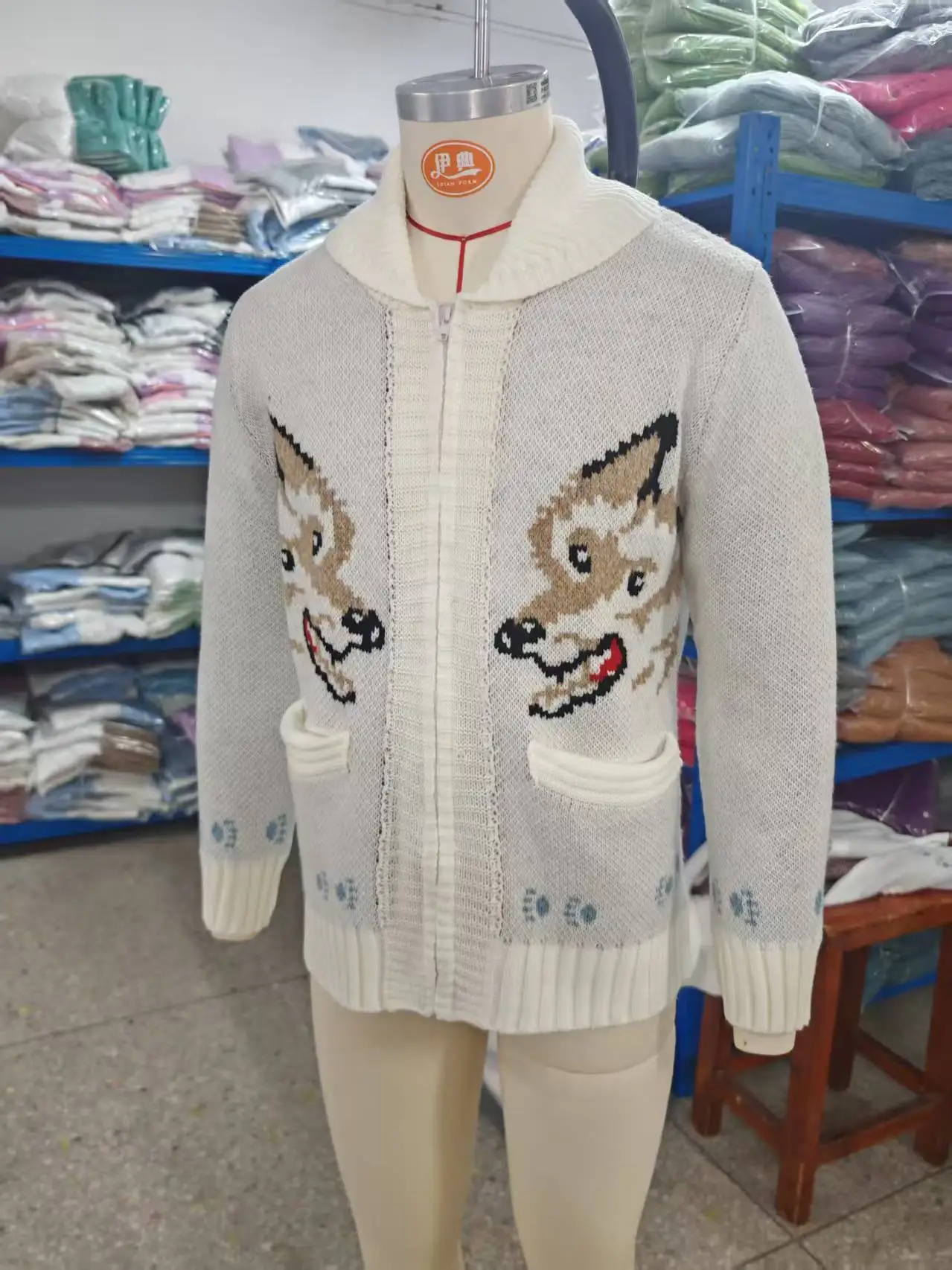 Men's Fox Plaid Knitted Sweater Blazer for Spring 2026 - Thick Knit with Zipper Closure Loose and Comfortable Style