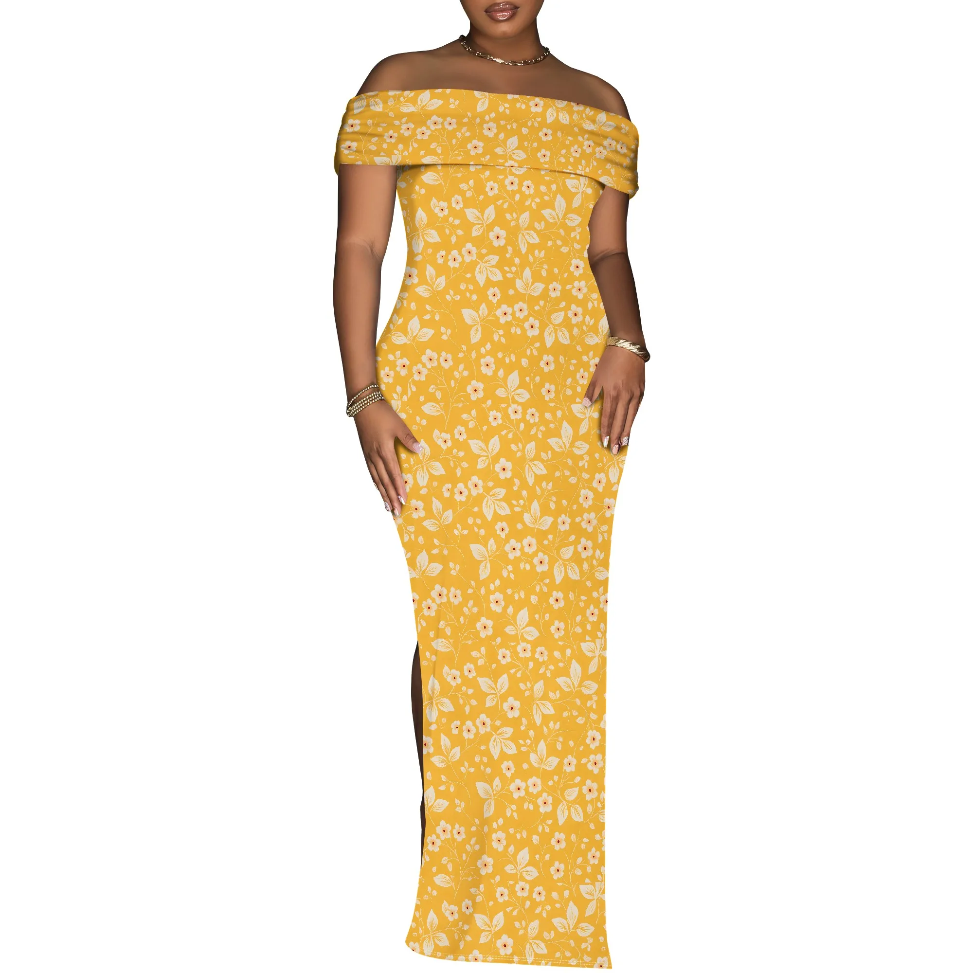 

Women's Summer Sexy Bodycon Maxi Tube Dress Strapless Side Slit Long Going Out Casual Elegant Cocktail Party Dresses