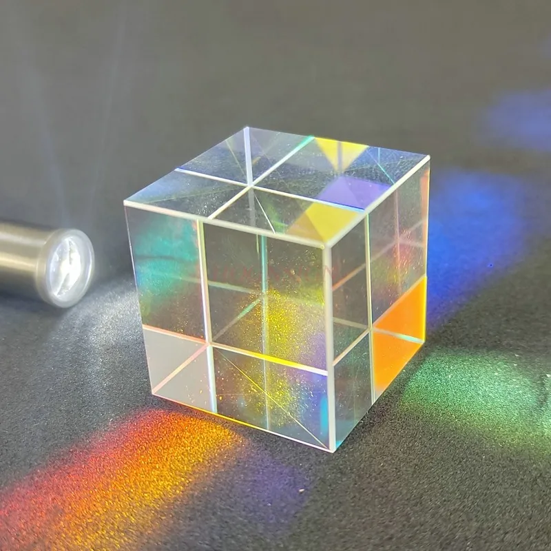 Physics teaching instrument Chromatic prism six-sided polishing large 30mm processing optical glass prism light cube gift