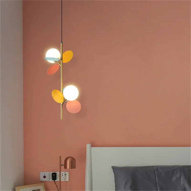PLLY Nordic Pingente Luz LED Bola Redonda Interior Macaroon Luminárias Penduradas Lustre Moderno