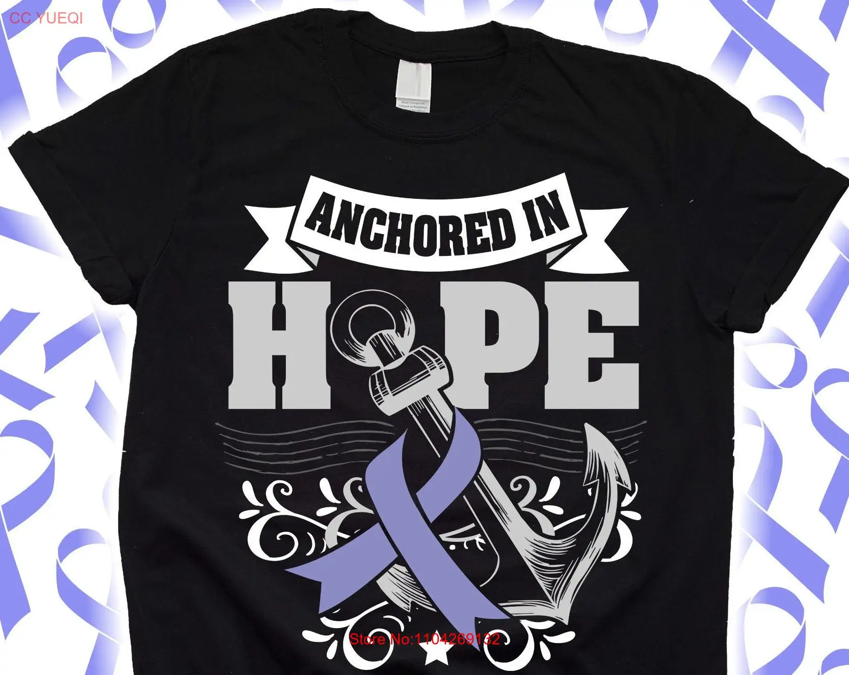 Anchored in Hope Esophageal Cancer Awareness T Shirt for Shirtn Kids SweaT Throat Survivor Ribbon  long or short sleeves