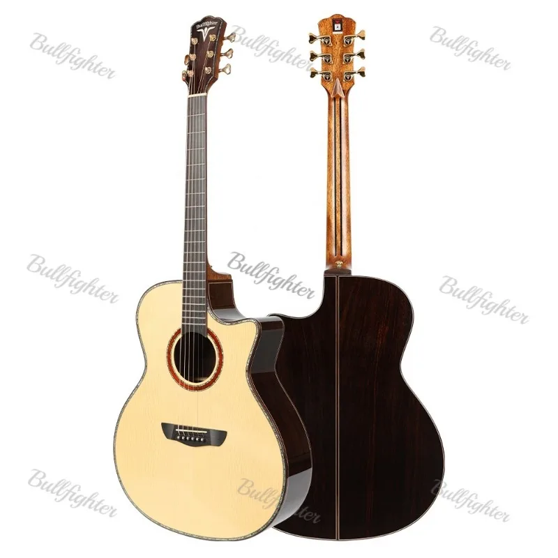Tuerca de guitarra semi acústica OEM de 41 pulgadas K8 cuerdas profesionales abeto palisandro tonos brillantes