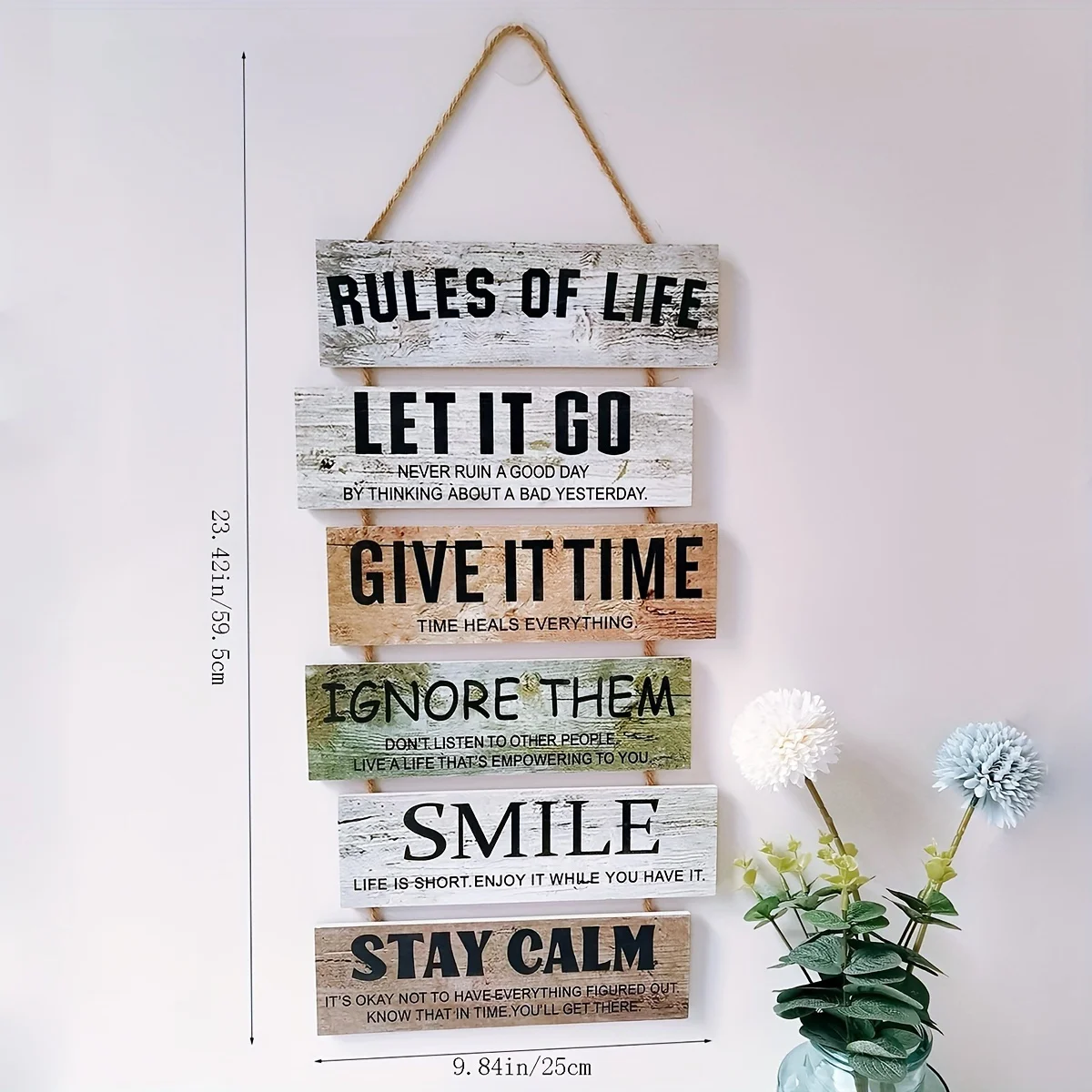 1pc Wooden Encouragement Slogans For Decoration Rules Of Life Room Decoration Wooden Old Hang Tags Holiday Gifts