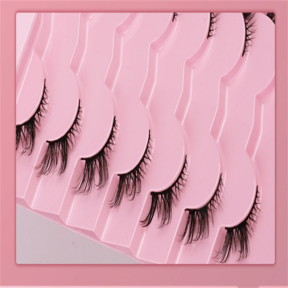 

wholesale Popular Half Eyelashes 3d Corner Lashes With Custom Eyelash Packaging 7 pairs Half Fox Eyelashes Custom Logo