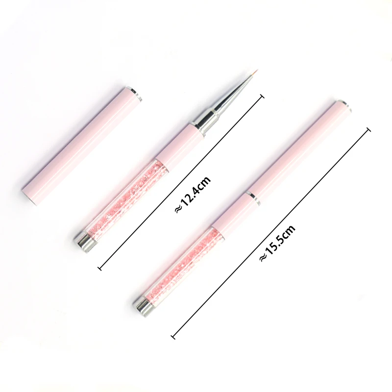 Professional Nail Art Brushes Nail Line Brush Pink UV Gel Painting Pen Carved Nail Art Liner 3D Rhinestones Brush for Manicure